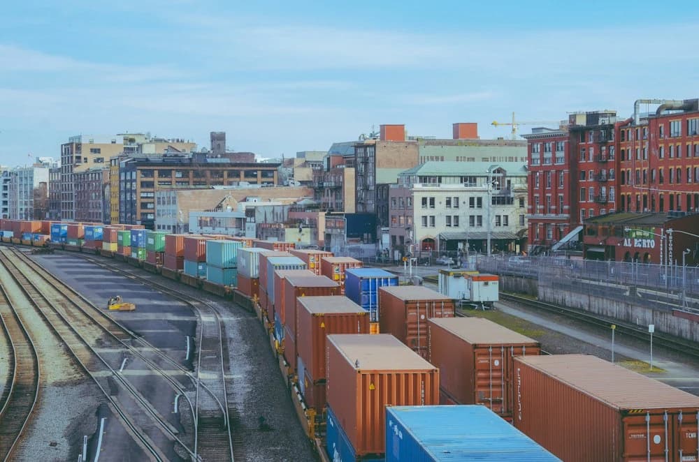 Freight wagons in a railway yard
