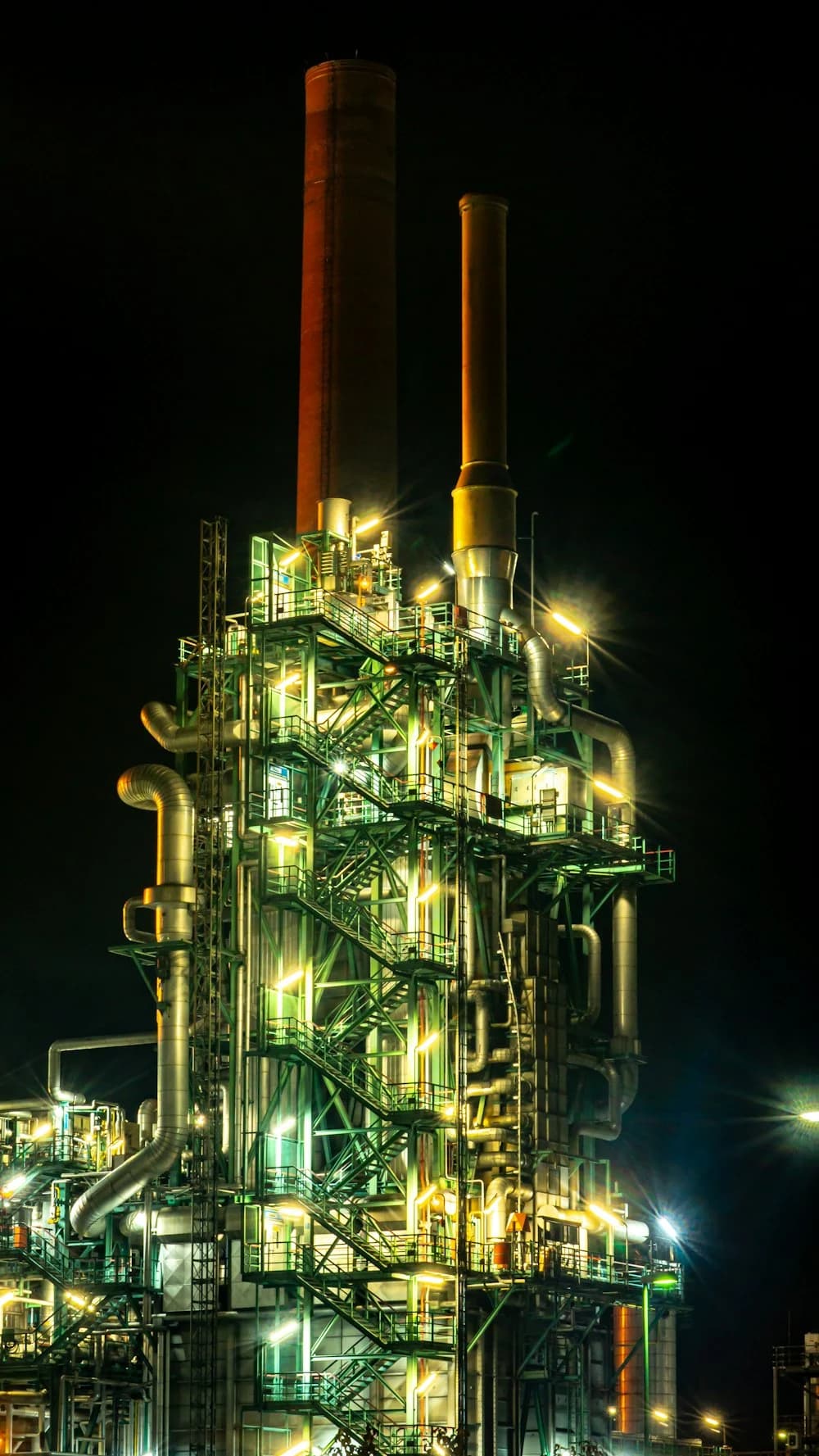 Industrial processing plant at night
