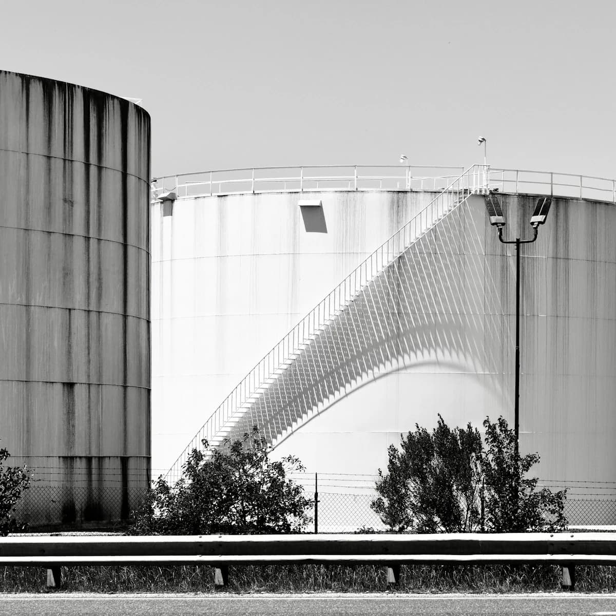 Access stairway on a bulk storage tank