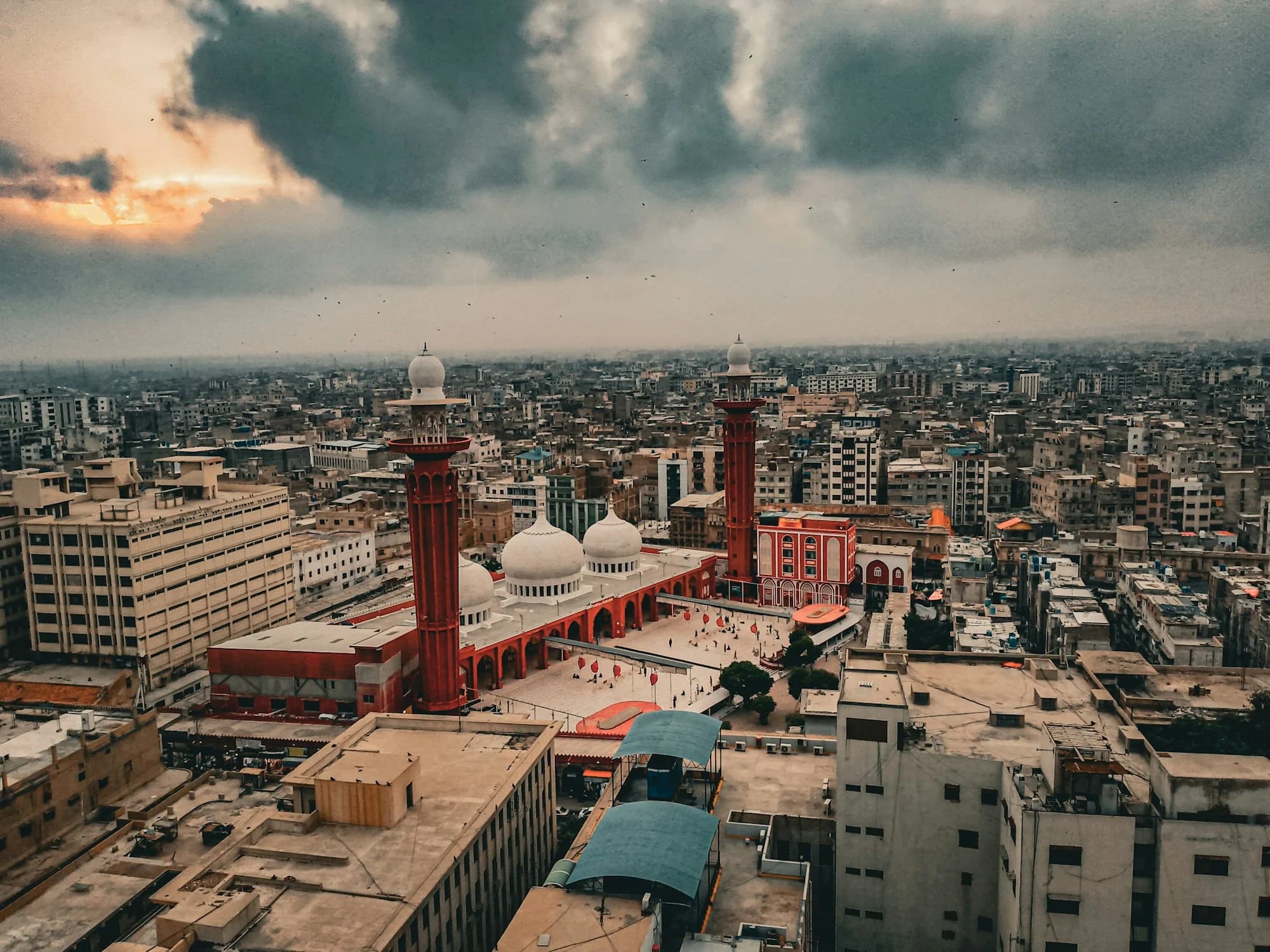 Aerial view of a Pakistani city